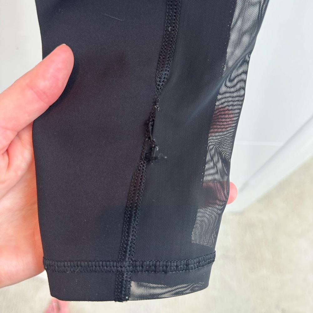 Lululemon Black Bodycon Mesh Detail High-Rise Leggings | Size 6 - Picture 9 of 15